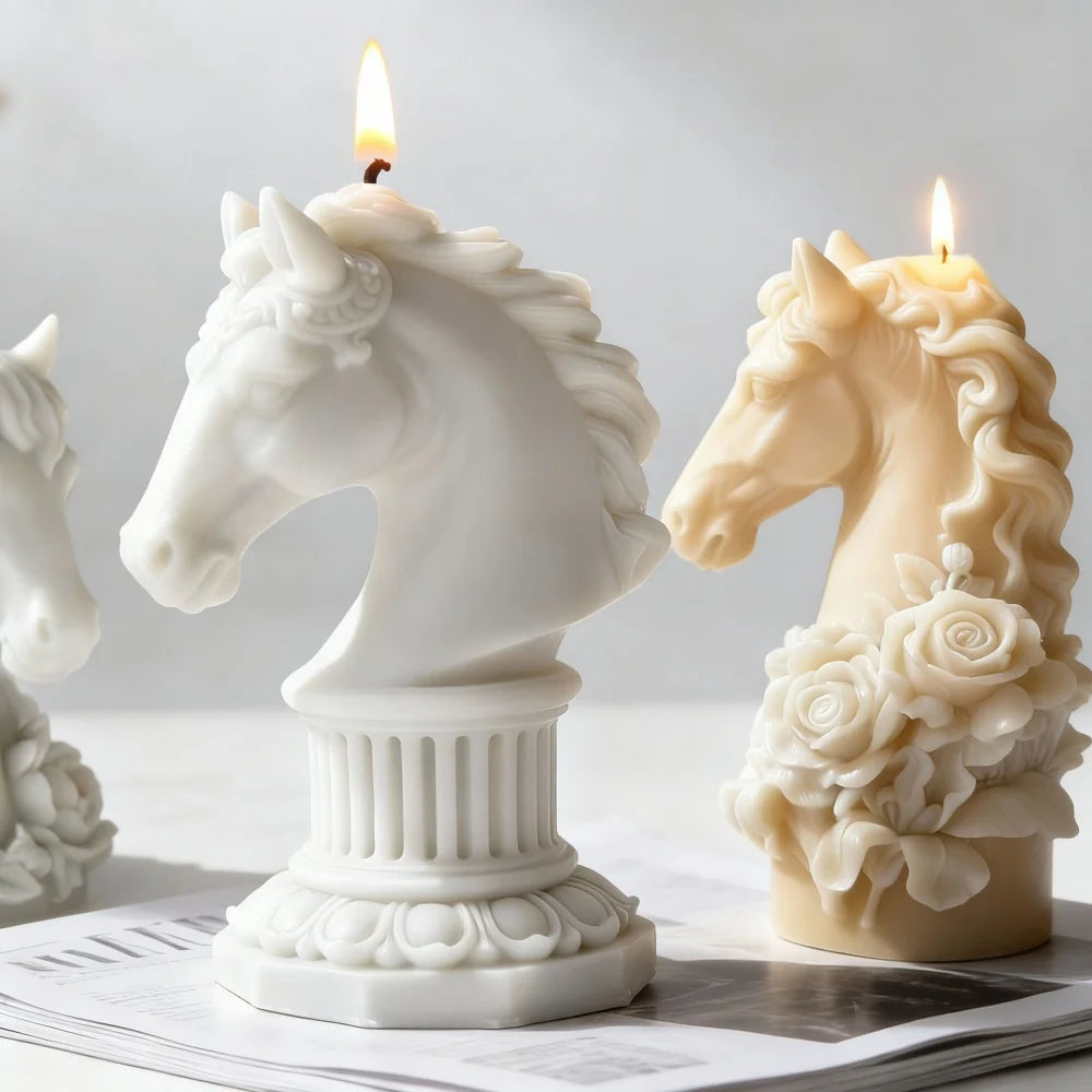 3D Horse Head Silicone Mold DIY Aromatherapy Candle Silicone Mould Horse Roman Column Ornament Epoxy Resin Molds Home Decor Oasis Select