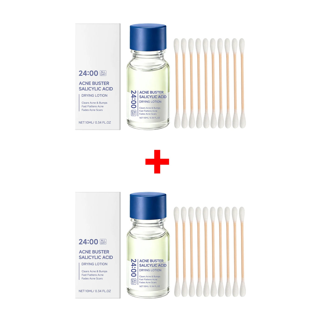 Salicylic Acid Drying Lotion Face Serum with Cotton Swab– Reduce Pimples & Breakouts Fade Acne Scars Minimize Pores Skin Renewal Oasis Select 2pcs