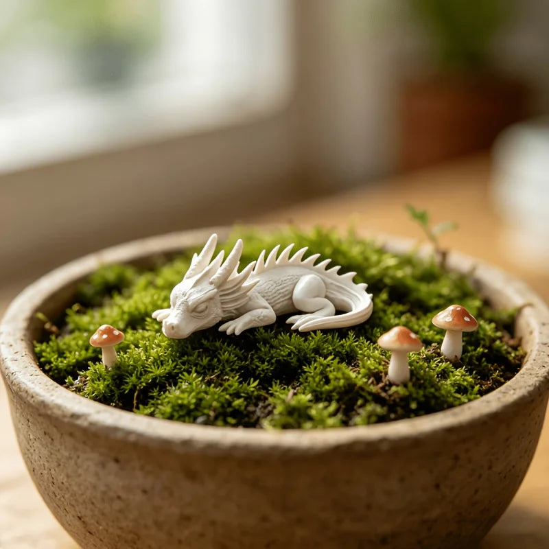 Cute Miniature Sleeping Dragon Statue 3D Printing Creative Dragon Figurine Handicraft Ornament Desktop Garden Bonsai Decor Gifts Oasis Select