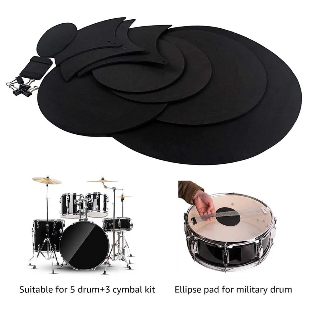14Pcs Drum Mute Pads Sponge Silencer Drumming Practice Foam Pad Cymbal Mute Pad Belt Mat Musical Percussion Instruments Drum Pad Oasis Select