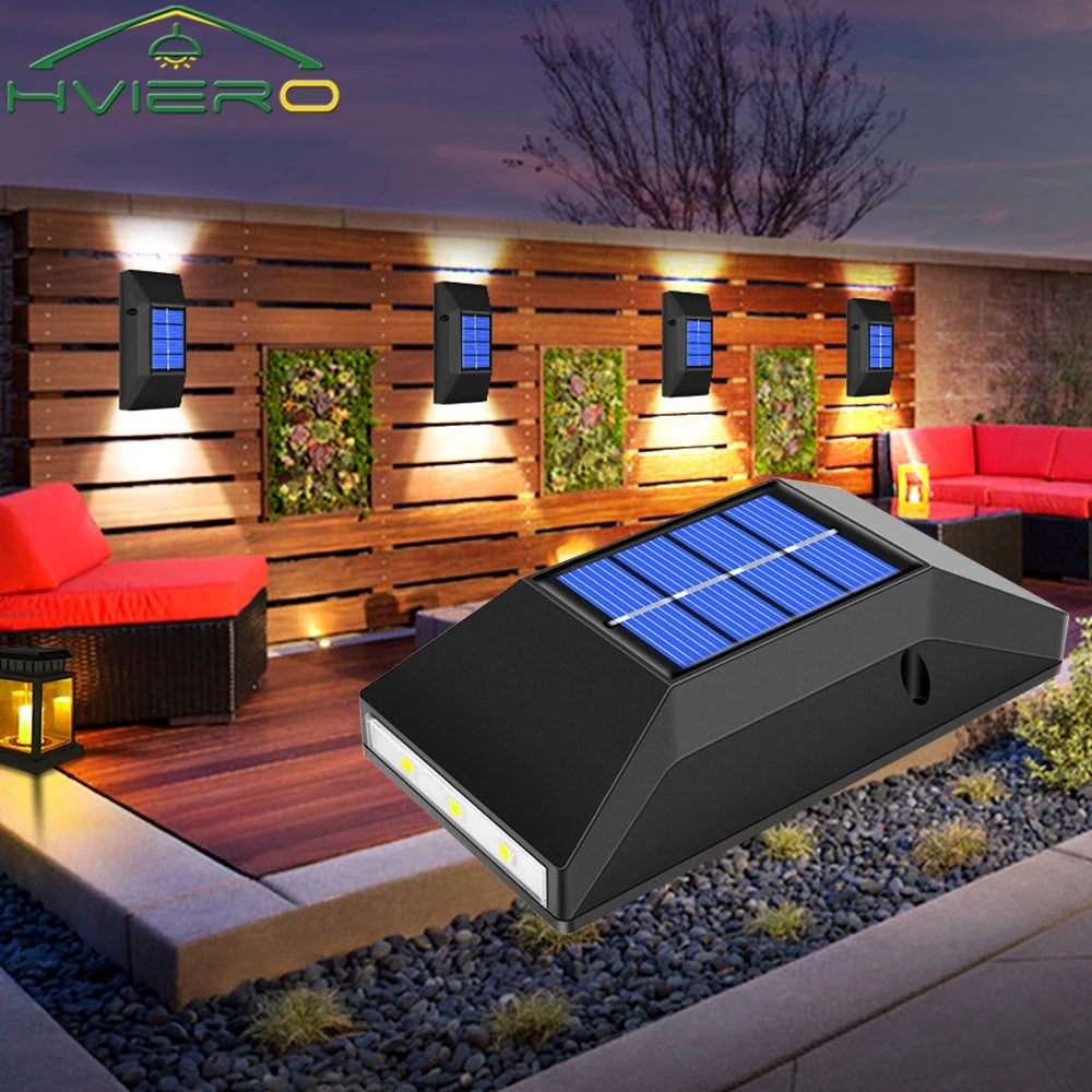 Solar LED Outdoor Wall Light IP65 Waterproof Garden Fence Lamp