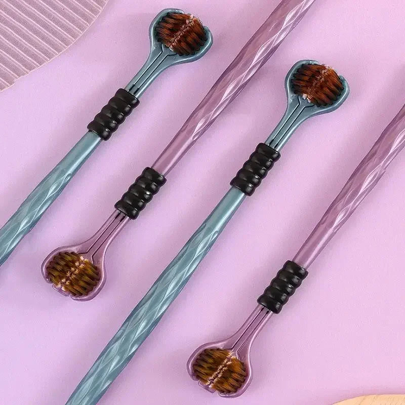 2pcs 3D Stereo Toothbrush Set Ultra Fine Soft Bristles Adult Oral Care 360° Cleaning Tongue Scraper Three-Sided Design Oasis Select
