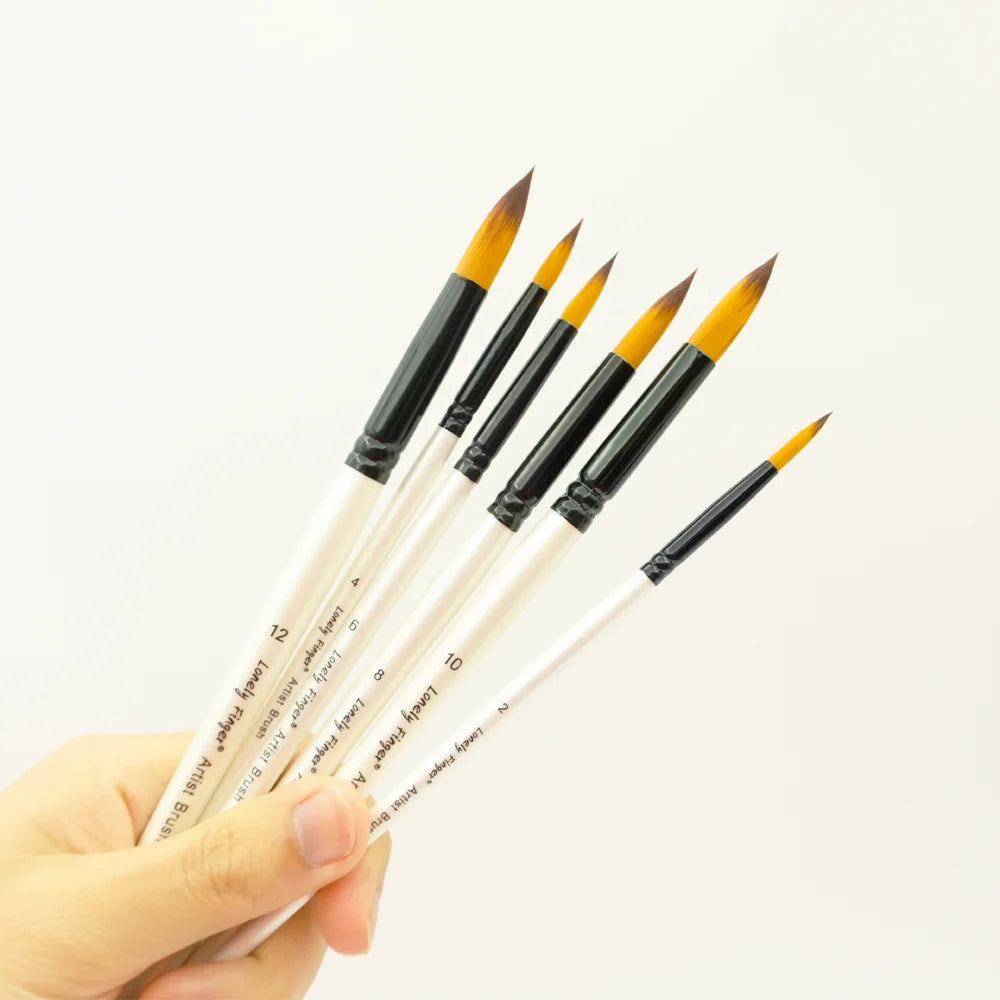 6pcs Round Watercolor Brushes for Acrylic Painting Round Pointed Paint Brushes Round Tipped Face Paint Brush Professional Oil Pa Oasis Select