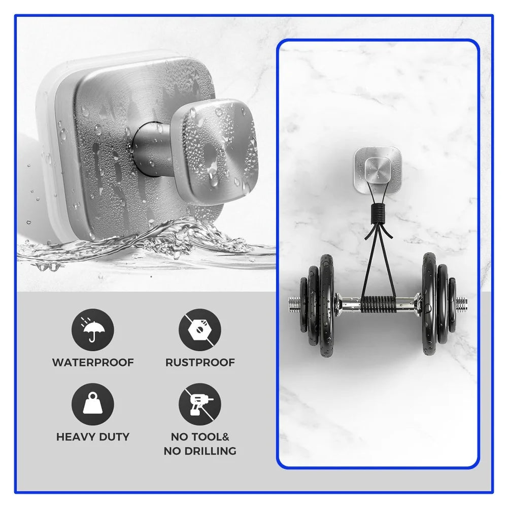 4pcs Suction Cup Hooks Stainless Steel 6x6cm Strong Cohesive Hook For Reliably Supporting Hanging Towels, Bathrobes Oasis Select