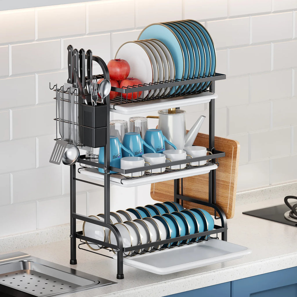 Kitchen Shelf Dishes Storage Rack Drain Rack Household Multifunctional Bowl Rack Tableware Storage Box Cupboard Oasis Select