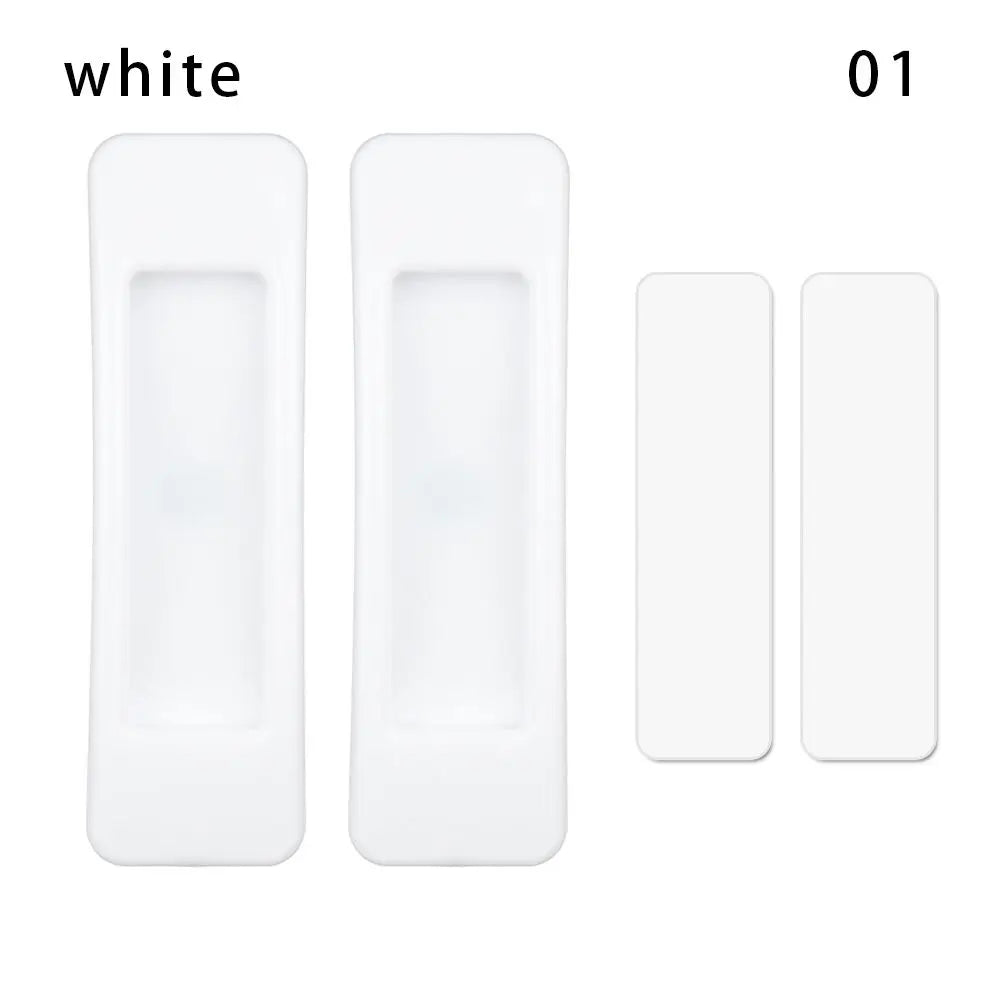 2Pcs Window Cabinet Drawer Organizer Wardrobe Handle Self-adhesive Door Handle Paste Open Sliding Door Knob Auxiliary Device Oasis Select white-1