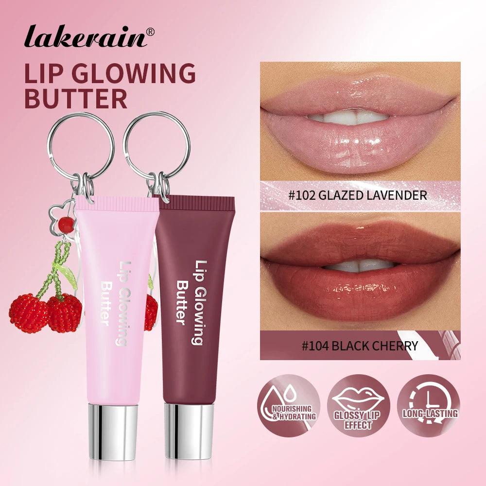Lip Glowing Butter Gloss Long Lasting Cherry Keychain Moisturizing Lip Oil Plumper Nourishing Makeup Care Hydrating Lipstick Oasis Select