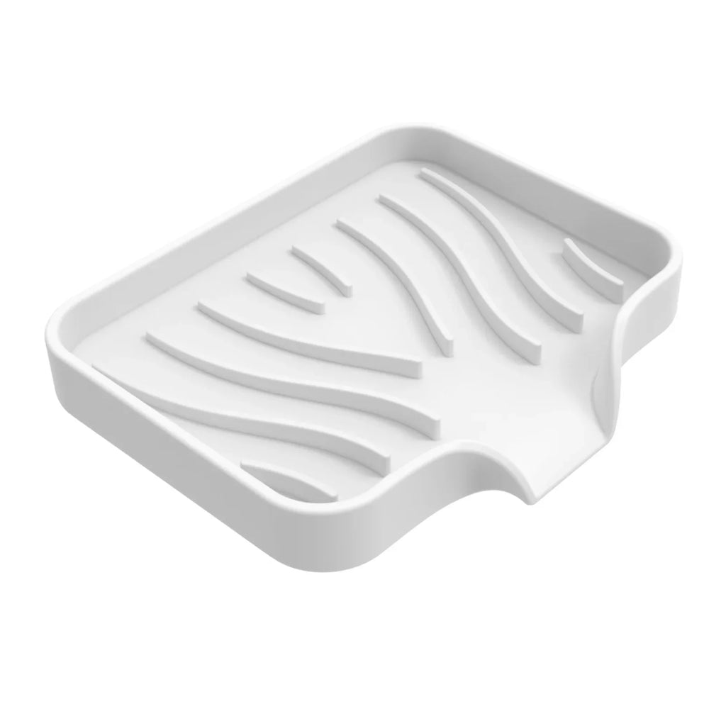 1-Pack Silicone Drain Soap Box Kitchen Bathroom Anti-slip Sink Tray Creative Washing Table Soap Tray Free Punch Drain Rack Oasis Select White