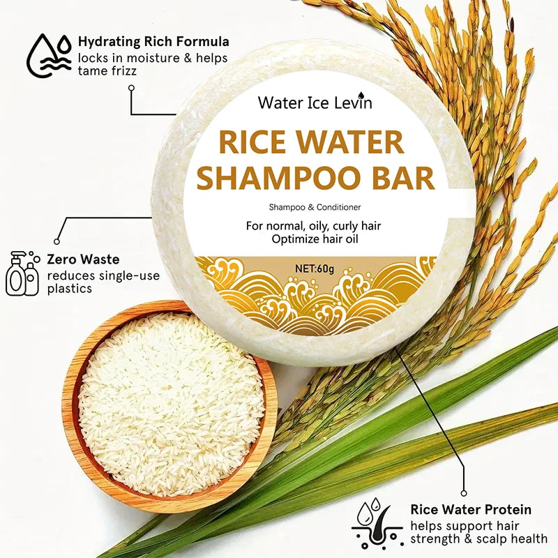 Organic Rice Shampoo Soap Bar Oil Free Conditioning Soap Rice Water Protein Nourishing Anti-loss Hair Hair Growth Soap Bar 60g Oasis Select