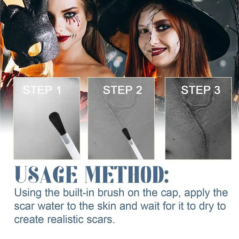Halloween Scarring Liquid 15ml Makeup Scar Liquid Realistic Scar Liquid With Brush For Cosplay Party Playful Festival prank Prop Oasis Select