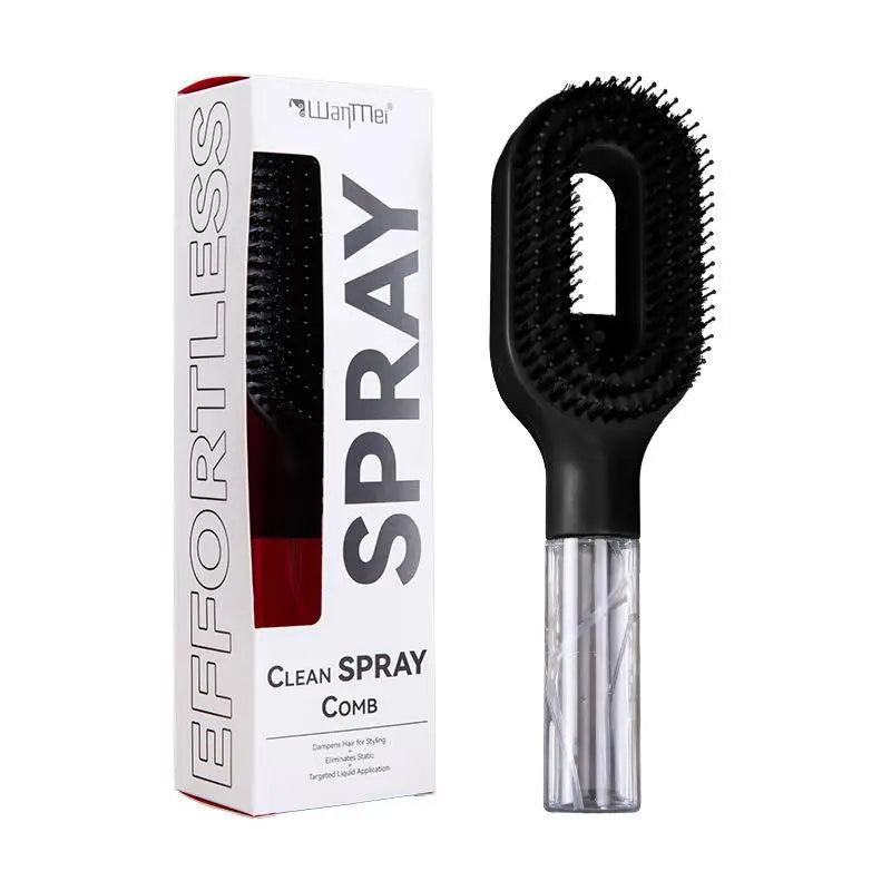 1PC Refillable Liquid Spray Hair Brush, Anti-static Soft Bristle Comb, Hair Styling & Massage Comb for Home Use Oasis Select Black