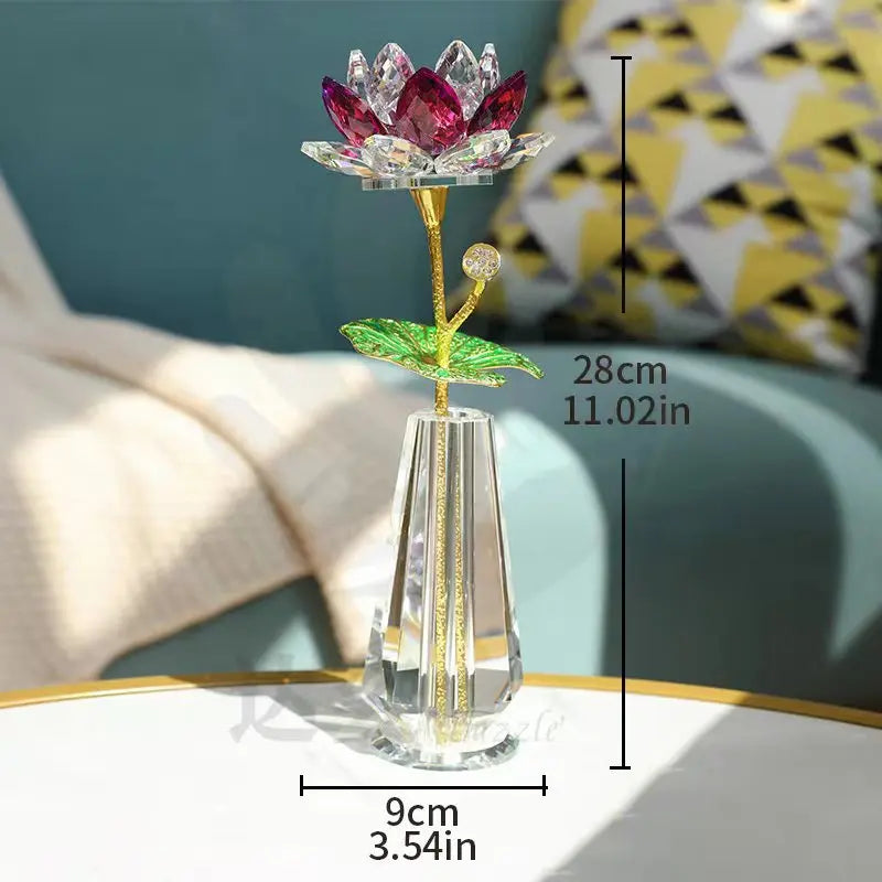Crystal Lotus Creative New Lotus Living Room Coffee Table Opening New House Good Lianlian Simulation Flower Decoration Oasis Select Vase Red Lotus