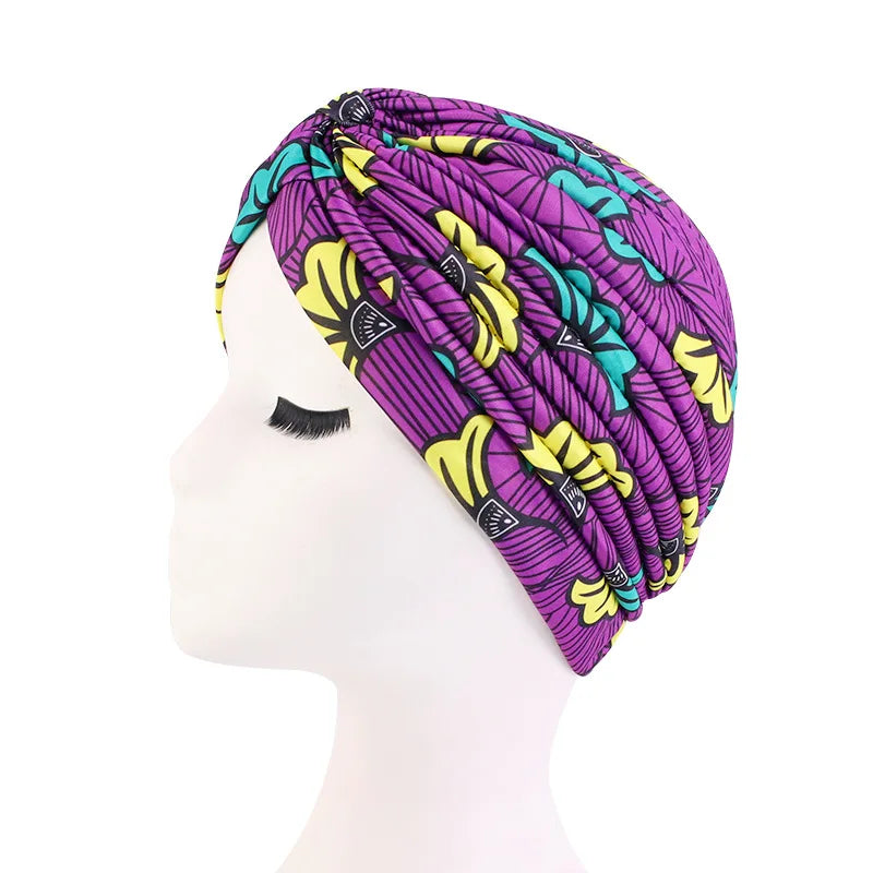 Fashion Printed Knot Turban Headwrap for Women Soft Chemo Cap Muslim Hijab Beanie Headscarf for Hair Loss and Daily Style Oasis Select H