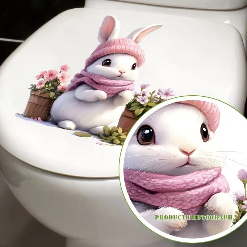 SU Glow in the Dark Toilet Sticker Cute Rabbit Carrot Toilet Adhesive Removable Toilet Sticker Wall Sticker Home Bathroom Decor Oasis Select