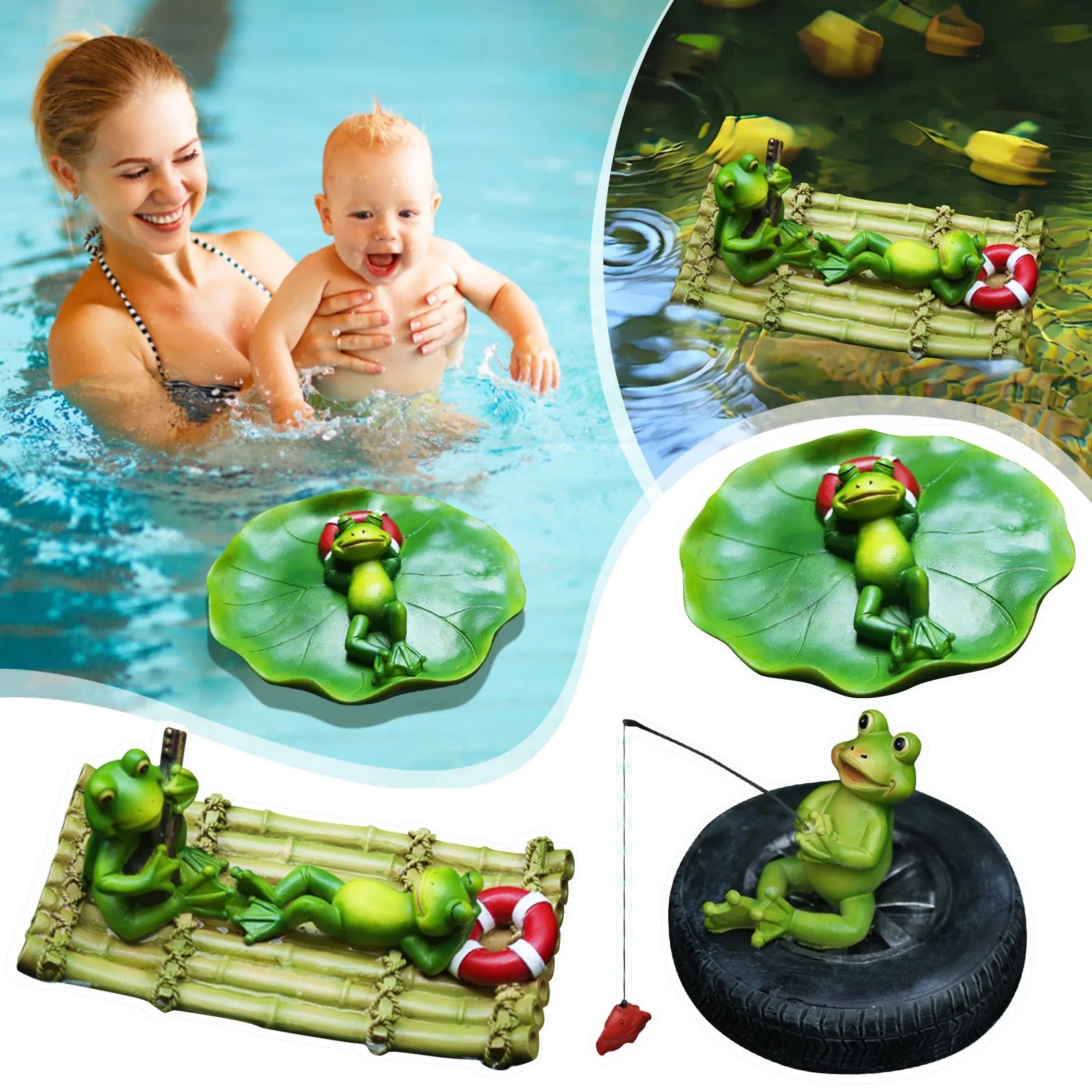 Resin Floating Frog Statue | Garden Pond & Home Decor Sculpture Garden Frog Sculpture Oasis Select