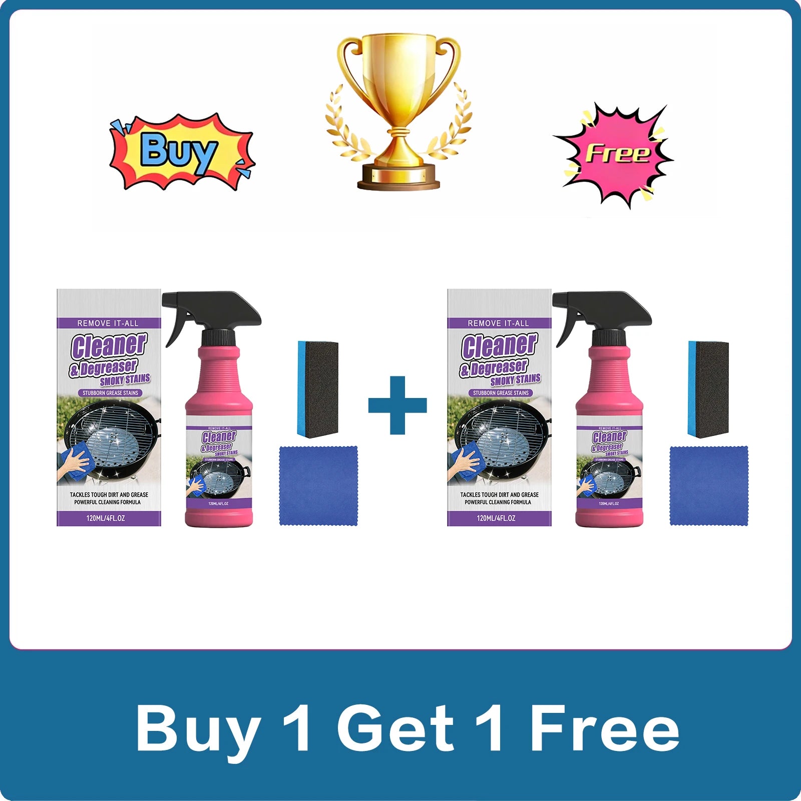 Heavy Duty Grill Cleaner Spray Strong Grease Remover BBQ Rack Pan Stain Deep Cleaner Dissolve Stubborn Oil Dirt Quick Cleaning Oasis Select Buy 2 Get 2 Free 1