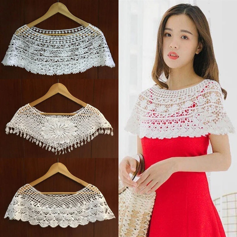 Women Knit Hollow Out Shawl Wrap Wedding Bridal Evening Dress Lace Shawl Wedding Sunflower Lace Scarf Shrug Cape Poncho Oasis Select