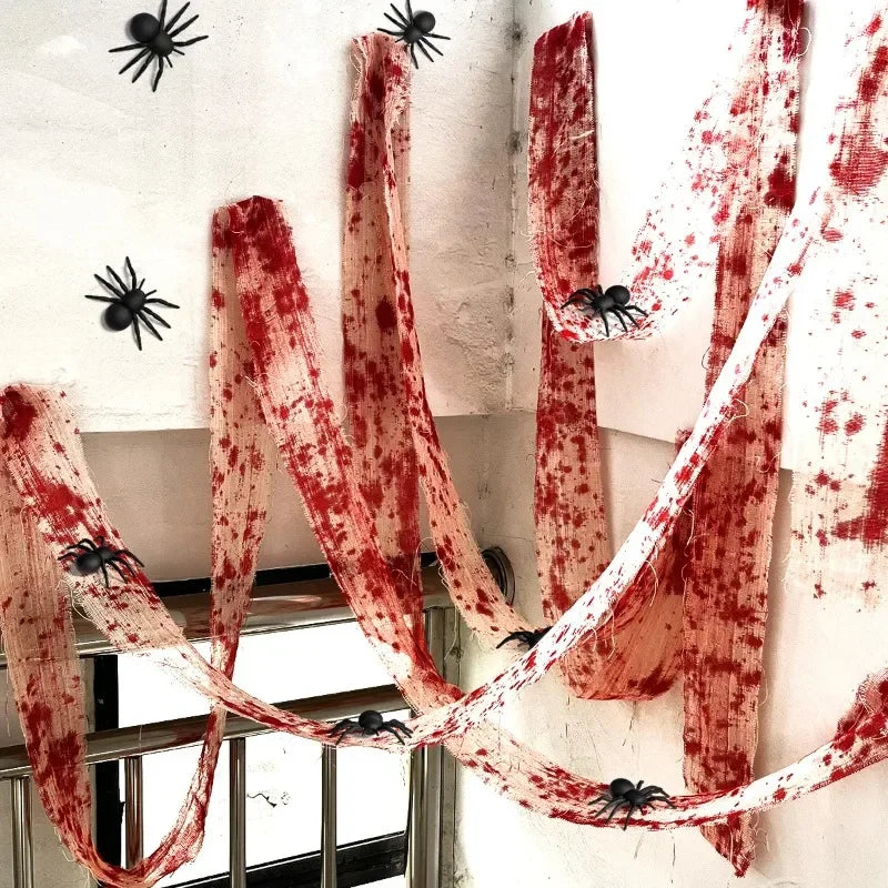 Halloween Blood-Stained Gauze & Warning Tape Decoration Set