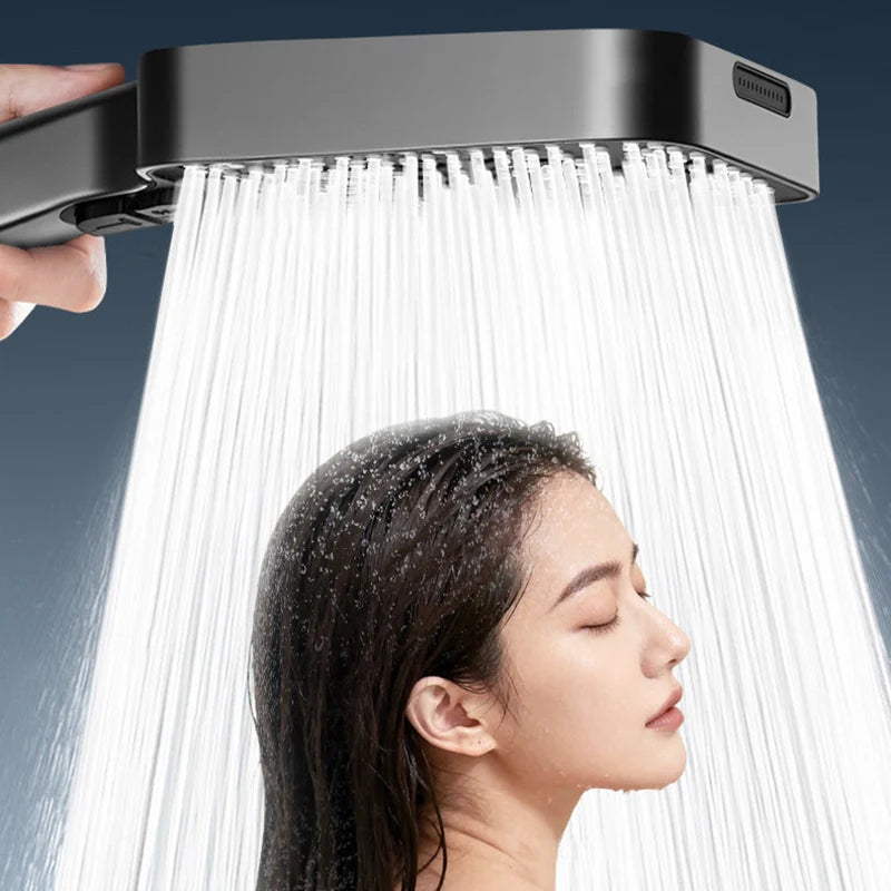4-Mode Square Handheld Showerhead – High Pressure & Rainfall