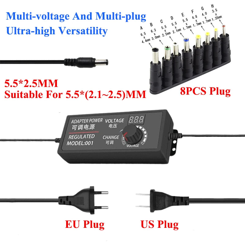 Transformer AC 220V TO DC 9V-24V 12V 24V Adjustable Power Supply AC 220 V TO DC 9 12 24 V 1A 3A 5A Transformers With 8PCS Plug Oasis Select