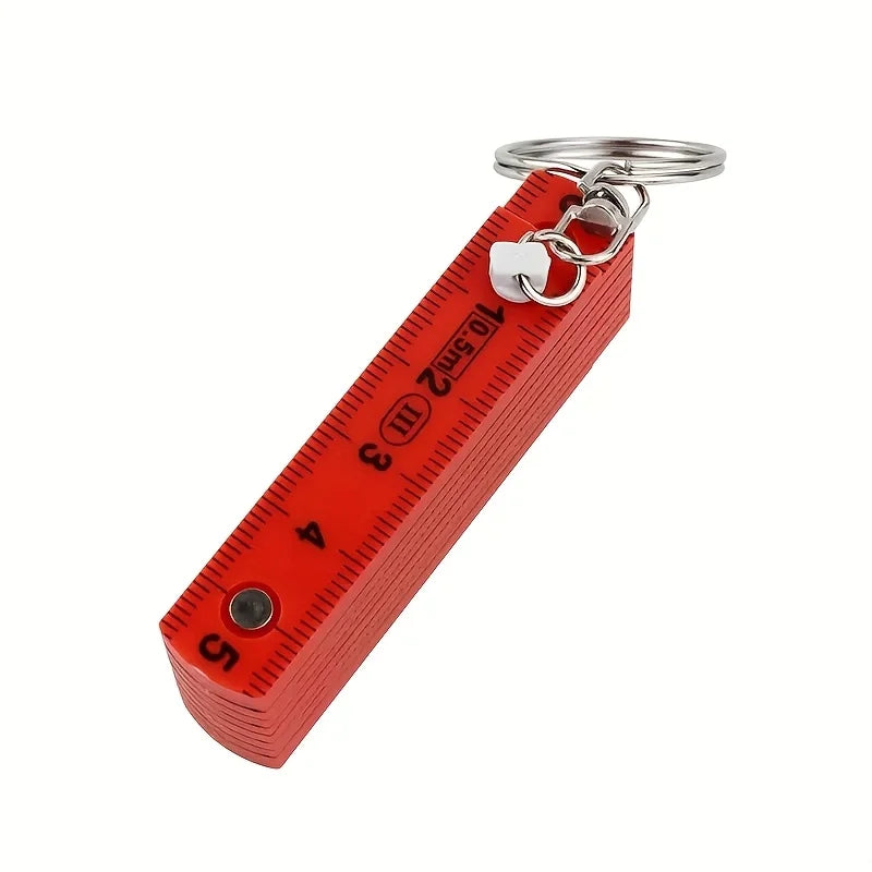 1PC Multifunctional ABS Plastic Folding Ruler,10 Folding with Keychain, Compact and Convenient To Carry, Student Measuring Ruler Oasis Select