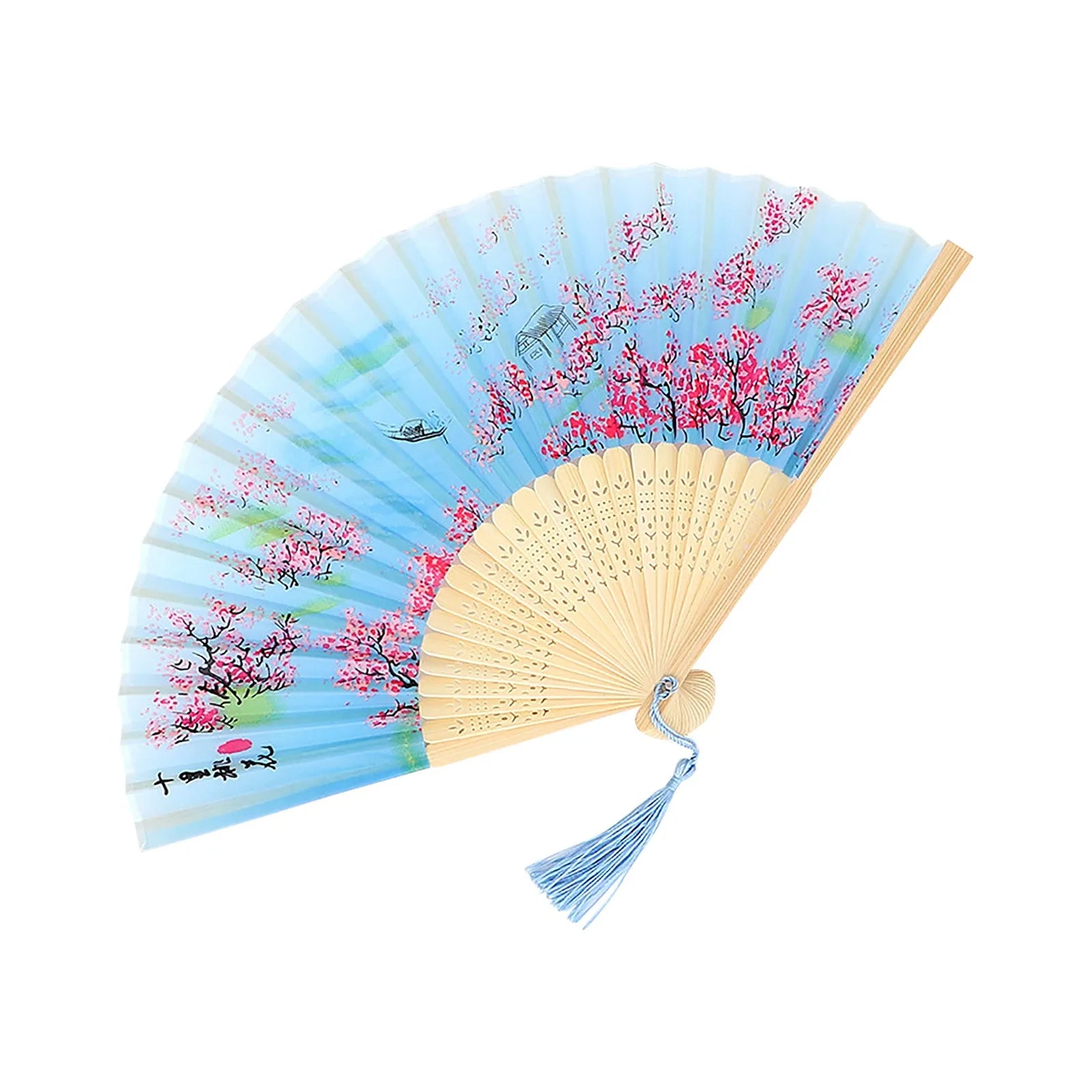 Vintage Silk Folding Fan Chinese Japanese Art Crafts Gift Home Decorations Dance Hand Fan Bamboo Room Decor Wood Fans Oasis Select