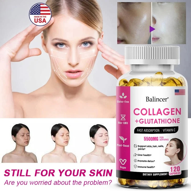 Glutathione Collagen Supplement, Antioxidant Whitening Capsules, Skin Health Deep Nourishment Skin Oasis Select