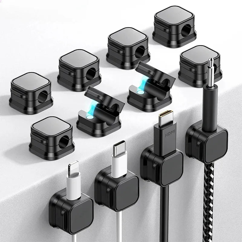 1/3/6PCS Magnetic Cable Clips Cable Smooth Adjustable Cord Holder Under Desk Cable Management Wire Keeper Cable Organizer Oasis Select