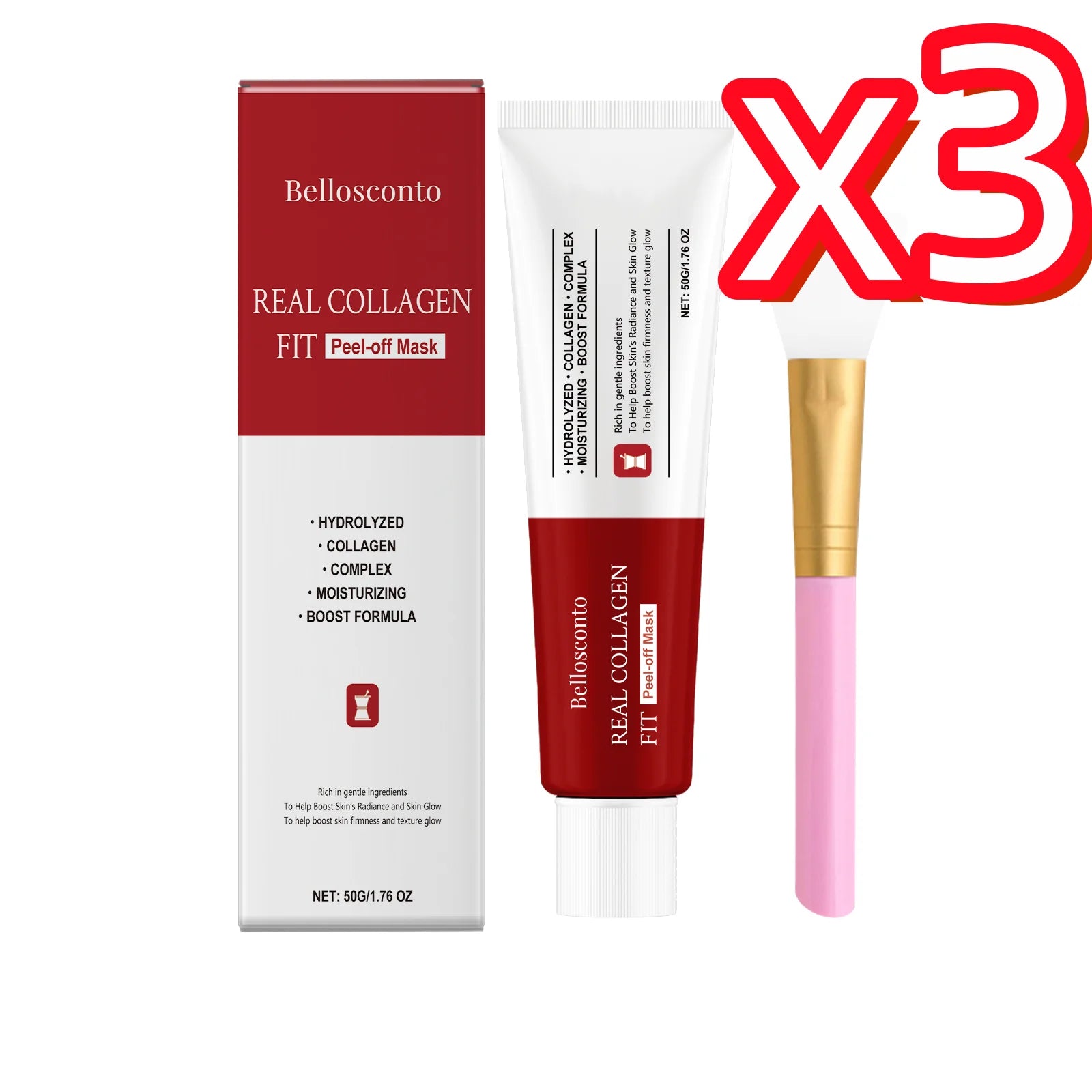 Collagen Peel Off Mask Clean Pores Exfoliating Remove Blackheads Reduce Oil Brighten Dull Skin Moisturize Smooth Skins Face Mask Oasis Select 1set Boxed x 3