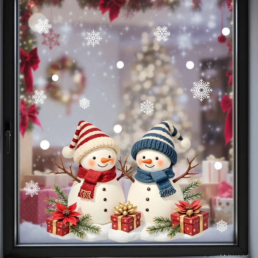 2026 Christmas New Santa Claus Snowman Spanish and German Holiday Greetings Window Display Static Window Stickers Oasis Select