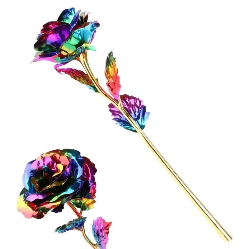 Multi-Color Gold Plated Rose Flower Romantic Valentine’s Day Mother's Day Gift Garden Decoration Flower Decoration Oasis Select
