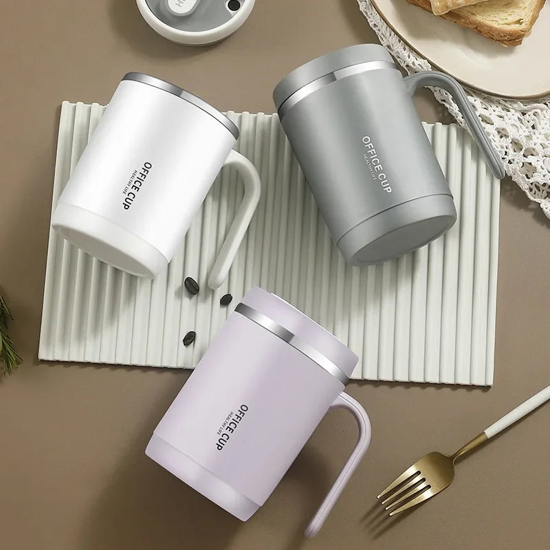 Coffee Cup Grey Creative Drinking Cup Portable Office Large Capacity Covered Milk Mug for Kitchen Travel Water Bottle Thermoses Oasis Select