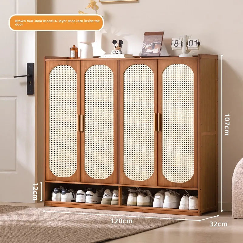 Cream wind arc door shoe cabinet living room household entrance entrance multi-layer shoe rack dormitory storage cabinet storage Oasis Select Brown 4-8