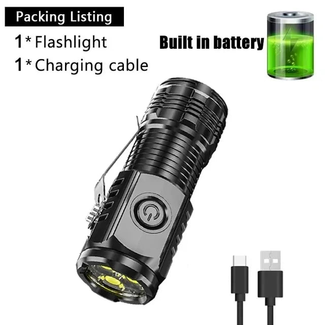 Powerful 3LED Super Bright Flashlight Portable Mini Burst Flash Torch Rechargeable Emergency Spotlight with Pen Clip Tail Magnet Oasis Select S01 600mAh 1PC