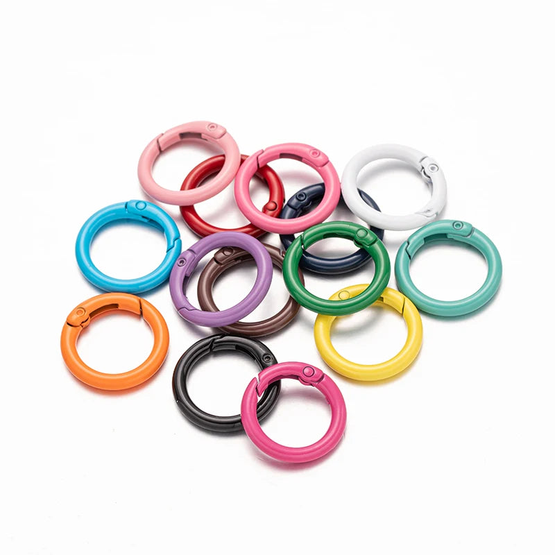 5pcs 20/25/28/33mm Metal O Ring Spring Clasps Round Carabiner Keychain Bag Clips Hook Buckles Connector For DIY Jewelry Making Oasis Select Mix Outer Size 25mm
