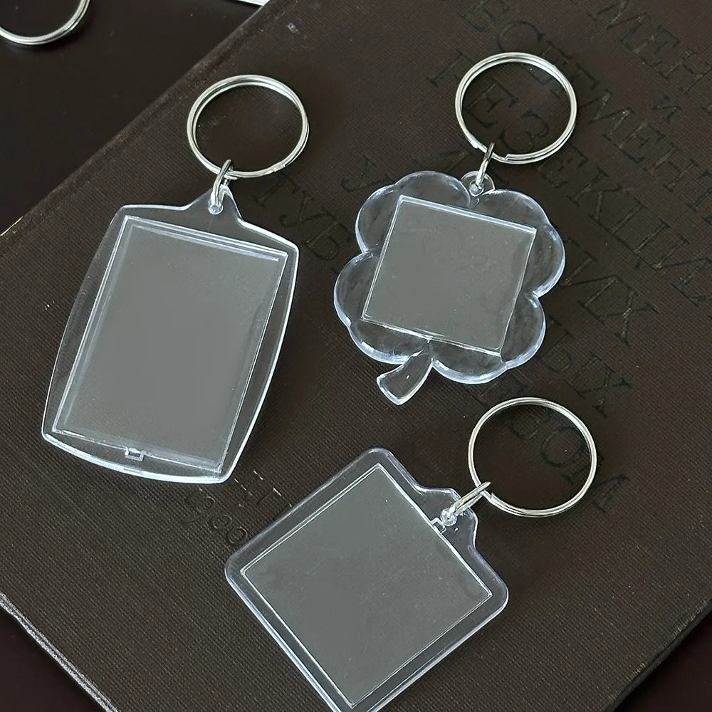 5pcs Acrylic Photo Frame Keychain Holder Photo Picture Insert Blank Keyring with Split Ringfor DIY Craft Jewelry Making Oasis Select