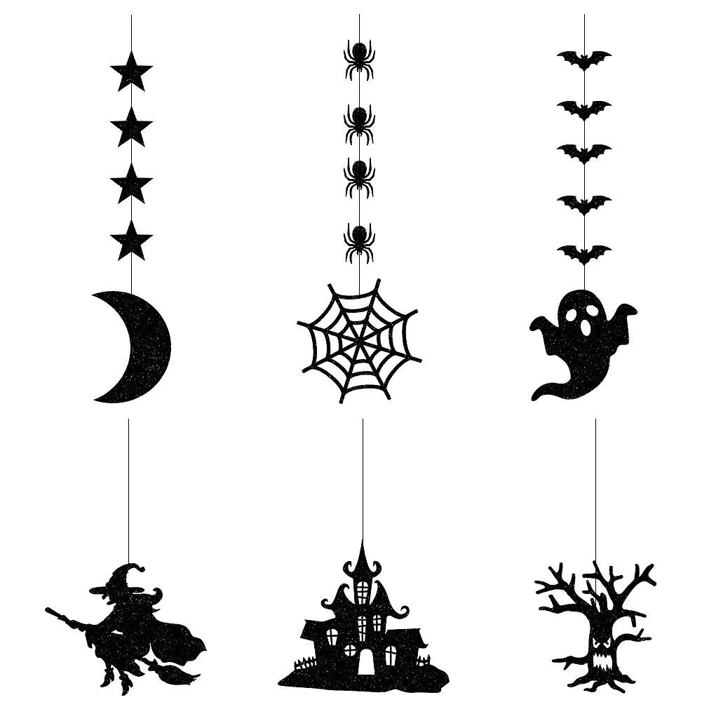 6-Pc Halloween Hanging Ghost Spider Wizard Pendants | PVC Decor Halloween Party Decorations Oasis Select