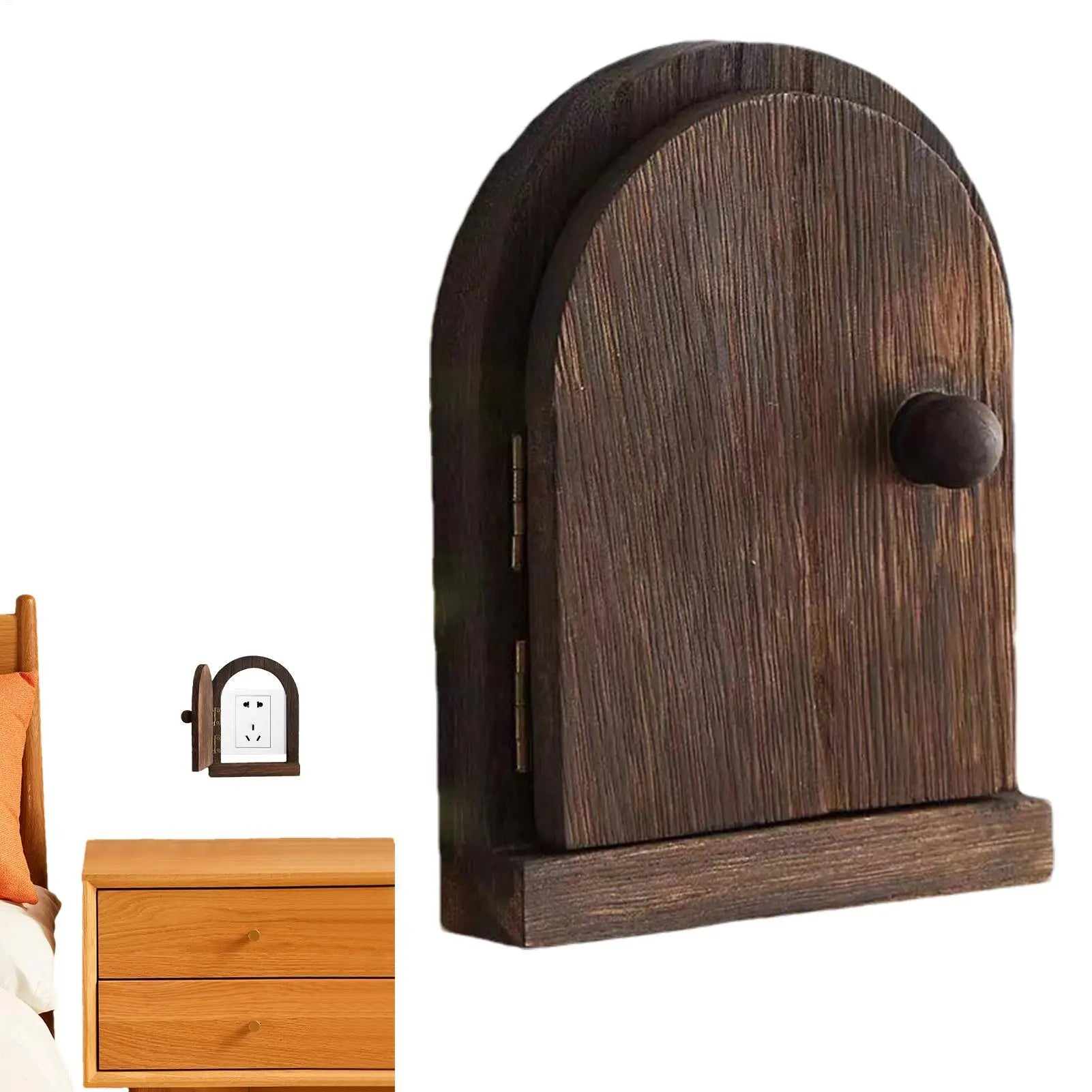 Electrical Outlet Cover Plates Button Protective Cover Fairy Door Design Solid Wood Protective Cover Button Decoration For Home Oasis Select