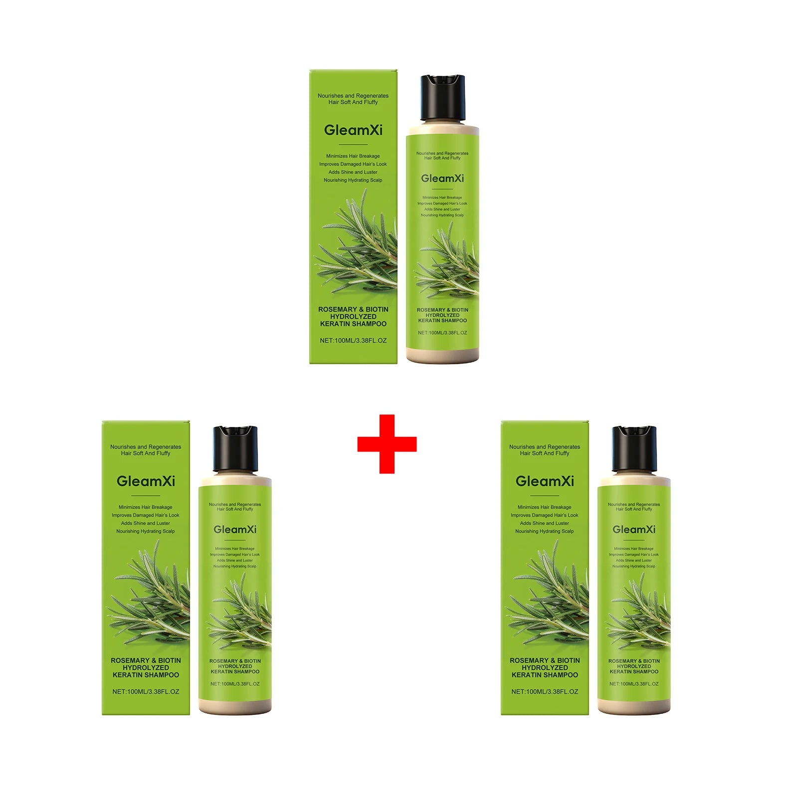 Rosemary Biotin Keratin Shampoo Anti-Breakage Hair Repair Wash Cleanses Scalp Volumizing Fluffy Strengthen Smooth Hair Care Oasis Select 3pcs