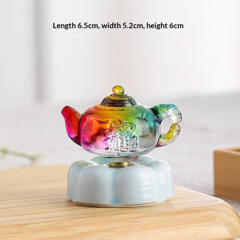 360° Rotating Crystal Teapot Ornament | Car & Desk Décor