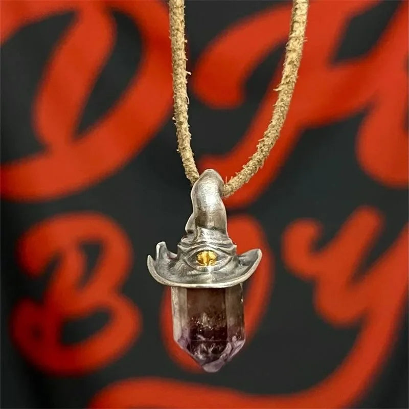 Halloween Crystal Pendant Necklace Single Eye Design Gothic Daily Wear Jewelry Retro Fantasy Charm Accessory For Men Women Oasis Select