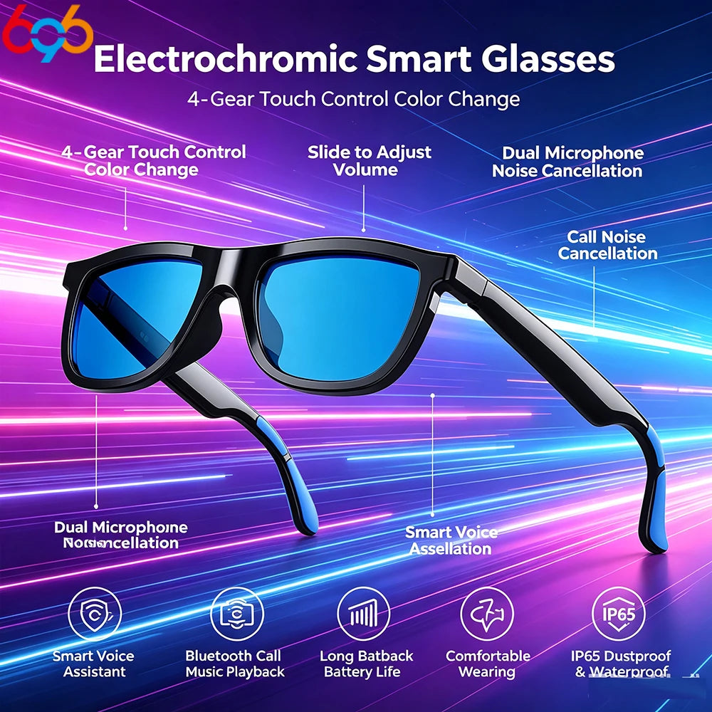 Smart Audio Glasses Touch To Color Changing IP65 AI Translation Sunglasses Noise-reducing HD Call Music Play Eyewear Men Women Oasis Select