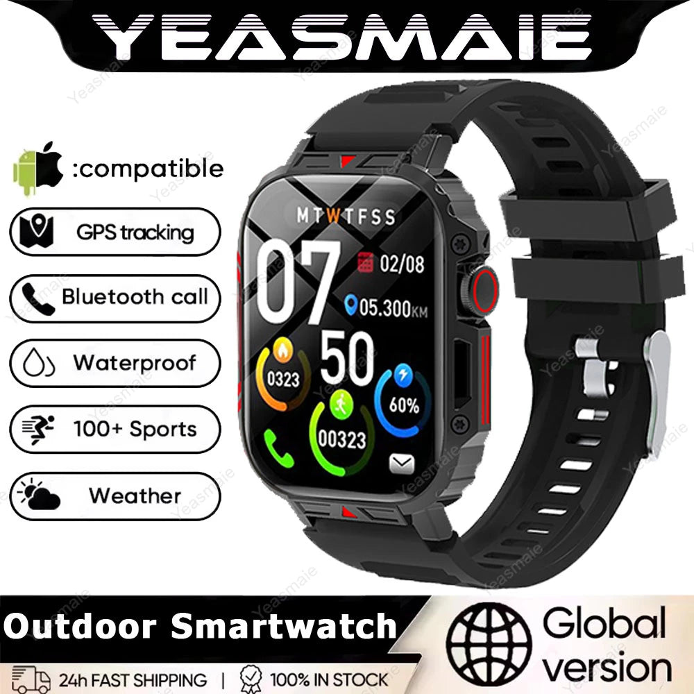 Rugged Military Smart Watch 1.95" Bluetooth Fitness Tracker