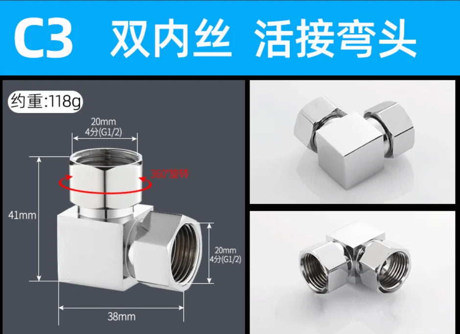4 Points Faucet Inlet Valve G1/2 Brass Triangle Valve Heater Water Stop Valve Bathroom Toilet Washing Machine Universal Switch Oasis Select VFS-C3