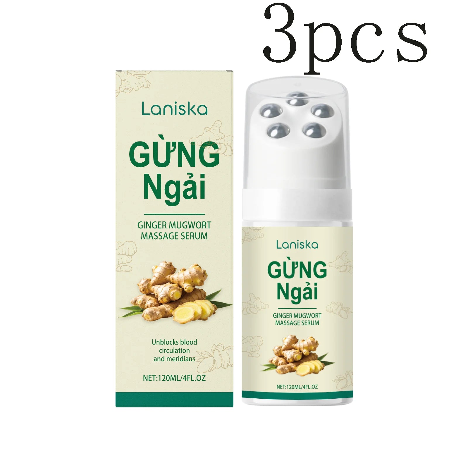 Ginger & Mugwort Roller Massage Oil – Neck & Shoulder Care Roller Massage Oil Oasis Select 3pcs