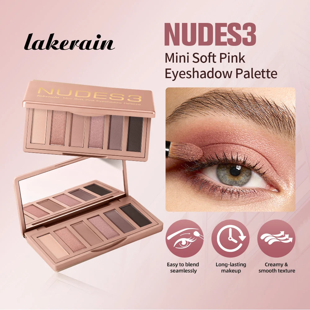 Mini Soft Pink Eyeshadow Palette Long Lasting All-Day Wear Brighten Eyes Matte & Shimmer Shadow Smooth Texture Eyeshadow Palette Oasis Select
