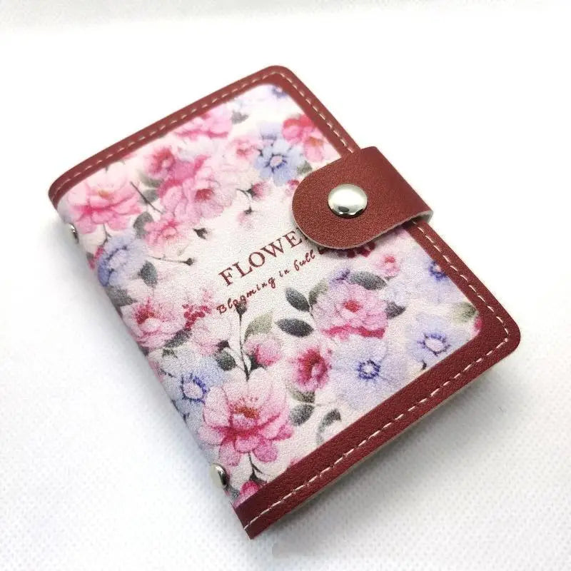 Retro Floral PU Leather Card Holder | Multi-Slot Snap Wallet Card Holder Wallet Oasis Select A3
