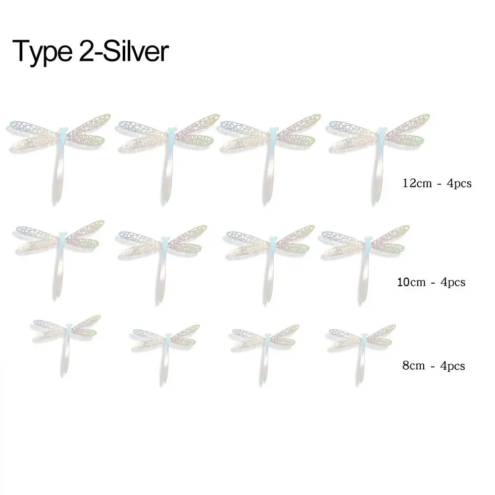 12-Pack 3D Dragonfly Wall Stickers – Gold Silver Rose Gold