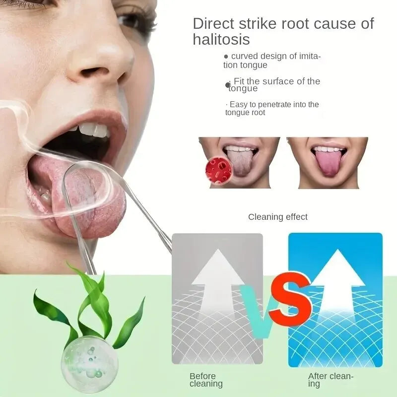 U Shape Tongue Scraper Oral Care Tools Stainless Steel Clean Mouth Clean Tongue Brush Bad Breath Tongue Tongue Cleaner Oasis Select