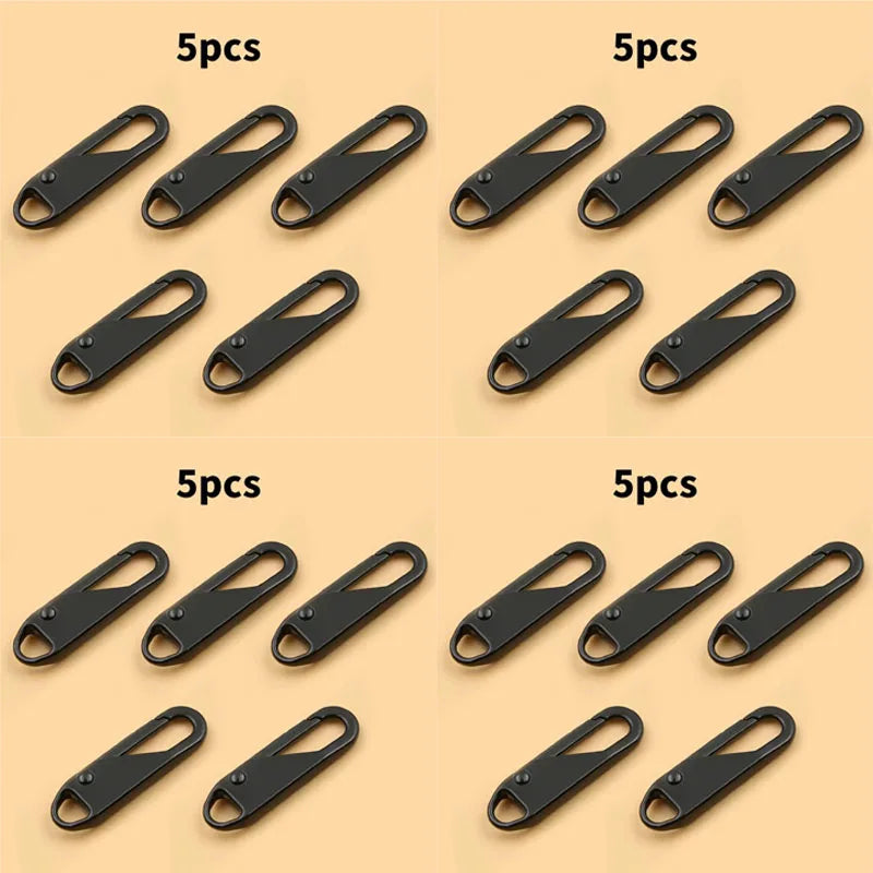 5/10/15/20pcs Universal Replacement Zipper Slider Metal Alloy Removal Zipper Puller Luggage Bag Zip Head DIY Craft Sewing Tool Oasis Select 20pcs Black